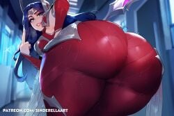 1girls ai_generated ass_bigger_than_head big_ass big_breasts cheating female female_only huge_ass irelia_xan league_of_legends middle_finger netorare ntr pantylines riot_games sinderellaart solo tencent