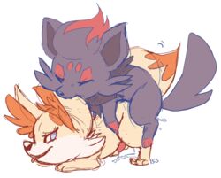 all_fours anal bite canine closed_eyes cum ear_biting edit fennec fennekin fox furry gay male nintendo no_humans open_mouth pokemon pokemon_(species) sketch tongue tongue_out video_games zorua