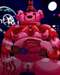 :3 bara bear_(game) condom_wrapper cuntboy dragooner fat fat_ass long_arms male male_only pink_body pussy roblox sam_(bear) vagina