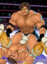 bara big_bulge bulge clothing daddy gay hidekiryouji male male/male male_nipples male_only manly mature_male muscular_male nipples tight_clothing wrestler