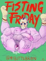 after_anal after_orgasm after_sex balls bara blush body_hair boner cum cum_in_ass erection friday_the_13th gaping_anus hockey_mask jason_voorhees male male_only mask muscles muscular mybuttsbrain nude penis solo solo_male spread_legs