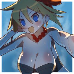 breasts cleavage disgaea disgaea_6 disgaea_rpg jokenato large_breasts nippon_ichi_software piyori_nijino sweat sweating