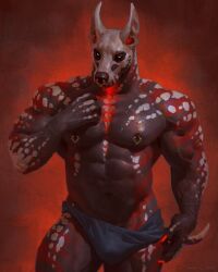 anthro canine canine dog_ears dog_tail erection_under_clothes furry furry_ears furry_only furry_tail killianroo looking_at_viewer muscles muscular muscular_male nipples pecs pectorals penis pierced_nipples pierced_nose piercing striped_body tfiddlerart underwear