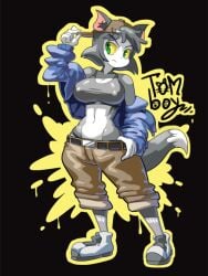 cat_ears catgirl gray_hair green_eyes minus8 newgrounds rule_63 tom_and_jerry tom_cat tomboy