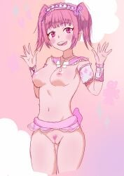 armpits bare_arms barefoot cute idol kawaii pink_hair pyon smile smile_precure sunmy sunmy_bunny sunmy_pyon sunmybunny sunmypyon