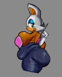 2d anthro anthro_only big_ass big_breasts blue_eyeshadow blush breast_squeeze breast_squish breasts chubby chubby_female dark-skinned_female dark_skin female female_focus female_only fur_ghost ghostfluff0 mobian mobian_(species) mobian_bat rouge_the_bat sagging_breasts saggy_breasts sega solo solo_female solo_focus sonic_(series) sonic_adventure_2 sonic_the_hedgehog_(series) tagme