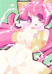 big_breasts bimbo bottomless bottomless_female breasts cat_ears cat_tail catgirl covered_in_cum cum disgaea huge_breasts large_breasts nekomata_(disgaea) nippon_ichi_software short_stack shortstack thick_thighs thighs zankuro