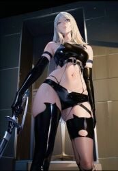 ai_generated clothing lingerie nier:_automata tagme thighhighs white_hair yorha_a2