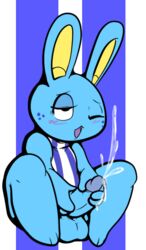 1boy aintsmart animal_crossing balls cum cumshot hopkins_(animal_crossing) lagomorph male male_only masturbation nintendo one_closed_eyes penis pusuke rabbit solo source_request year_request