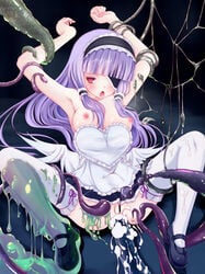 breasts censored cum dream_c_club eye_patch maid mari_(dream_c_club) nipples purple_hair rape restrained sex slime tentacle tentacle_on_female tentacle_rape thighhighs vaginal_penetration wings yako zettai_ryouiki