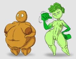 2girls abs areola areolae belly bonk_choy_(pvz) breasts chubby chubby_female female female_only huge_belly multiple_girls muscular muscular_female nipples nude nude_female overweight overweight_female plantie plants_vs_zombies plants_vs_zombies_2:_it's_about_time pussy tagme vr457 wall-nut_(pvz)