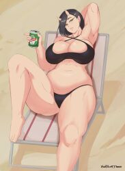 1girls bbw beach big_breasts black_hair bootscoot breasts chubby curvy elf-san_wa_yaserarenai female horns huge_breasts humanoid looking_at_viewer mature muscular_arms muscular_female muscular_thighs oga oni oni_horns pale-skinned_female pale_skin pointy_ears short_hair solo thick_thighs voluptuous wide_hips