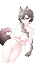 animal_ear_fluff animal_ears arknights artist_request breasts completely_nude looking_at_viewer navel nipples penance_(arknights) vagina