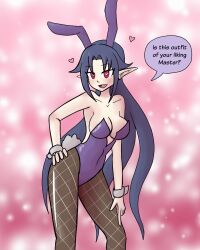 breasts bunny_ears bunny_girl bunny_tail bunnysuit disgaea disgaea_6 fishnet_stockings heart-shaped_pupils large_breasts melodia mythkaz nippon_ichi_software