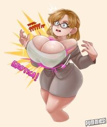 1girls blonde_hair breast_expansion capcom dead_rising female female_only glasses grey_eyes huge_breasts jessica_mccarney light-skinned_female pummies short_hair sweat sweaty_breasts tagme thick_thighs