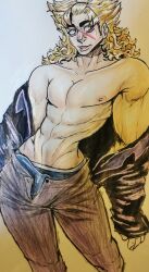 1boy jojo's_bizarre_adventure male male_only muscular phantom_blood robert_edward_o_speedwagon shirtless shirtless_male solo