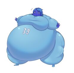 1girls ass_expansion belly_expansion big_ass big_belly big_breasts big_thighs blue_bodysuit blue_hair blue_skin blue_skinsuit blueberry_inflation bodysuit breast_expansion expansion inflation puffed_cheeks short_hair sile2011 skinsuit the_factory_saga