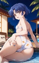 1girls ai_generated akane_tendo angry bikini blue_hair blush brown_eyes cute flat_chest ranma_1/2 rengoart sexy.ai sexy_pose swimsuit uncensored water