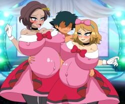 1boy 2girls 2girls1boy 3some ash_ketchum big_ass big_breasts big_butt black_hair blonde_hair breasts_bigger_than_head completely_nude completely_nude_male daughters_boyfriend eyeless_male female ffm_threesome game_freak girlfriend girlfriends_mother grace_(pokemon) hand_on_belly huge_ass huge_belly huge_breasts huge_nipples male milf mother mother-in-law mother_and_daughter mother_and_daughter's_boyfriend multiple_pregnancies nintendo nipple_bulge older_female older_female_and_younger_boy oyakodon pokemon pokemon_(anime) pokemon_xy popped_navel pregnant pregnant_belly pregnant_female pregnant_mother_and_daughter satoshi_(pokemon) serena_(pokemon) short_hair showcase_outfit skirt son-in-law thick_thighs threesome xml_xrossover(artist) younger_male