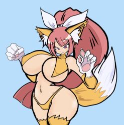 barely_clothed big_breasts bimbo breasts cat_ears cat_paws cat_tail catgirl disgaea gigantic_breasts hips huge_breasts huge_hips large_breasts nekomata_(disgaea) nippon_ichi_software panties thick_thighs thighhighs thighs thong watako_kkac wide_hips