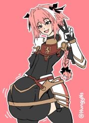 1boy absurdly_large_cock astolfo_(fate) balls big_balls big_penis blush bulge fate_(series) femboy feminine_male fully_clothed huge_balls huge_bulge huge_cock hungy hyper hyper_balls hyper_cock_femboy hyper_genitalia hyper_penis hyper_testicles male male_focus male_only massive_balls peace_sign penis pink_hair posing smile solo