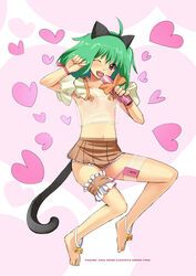 1girls \\m/ \m/ ahoge animal_ears anklet bad_feet barefoot bell camisole cat_ears cat_tail clothed_masturbation clothing crop_top dildo discreet_vibrator feet female flat_chest fujishiro_touma garters green_hair highres hits jewelry jingle_bell jinglebell legs macross macross_frontier midriff milestone_celebration nipples no_bra parody ranka_lee red_eyes saliva see-through see-through_clothing seikan_hikou skirt solo tail vibrator wink