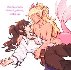 aurawra21 black_hair blonde_hair breasts class_of_'09 female jecka_(class_of_'09) jeckole mermaid nicole_(class_of_'09) ponytail wholesome yuri