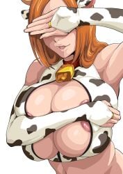 1girl 1girls big_breasts bleach breasts busty busty_female cow_ears cow_gloves cow_print cow_print_bikini curvy curvy_female huge_breasts inoue_orihime iwao178 long_hair nipples nipples_visible_through_clothing orange_hair solo_female tagme thick tits