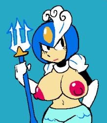 1girls big_breasts breasts female mega_man mega_man(classic) ponlio robot splash_woman tagme topless trident