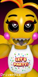 3d animated animatronic breasts chicken_girl female five_nights_at_freddy's fnaf2 metallic_body non-human_only toy_chica_(fnaf) toy_chica_(love_taste)