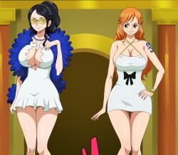 dress female female_only nami nami_(one_piece) nico_robin one_piece one_piece_film_gold pinkpawg post-timeskip