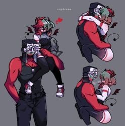 charging copdream country_girl countryhumans countryhumans_girl cute female heterosexual horns kissing russia_(countryhumans) succubus united_states_of_america_(countryhumans)