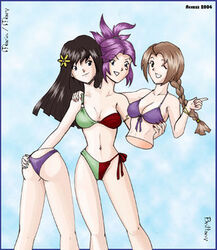 2004 accessworld beige_skin bikini blue_border border brown_hair color conjoined female female_only long_hair multi_head purple_hair swimsuit tagme