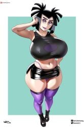 1girls breasts danny_phantom delta26 female female_only goth goth_girl large_breasts light-skinned_female light_skin looking_at_viewer purple_eyes sam_manson skirt solo thick_thighs thighhighs thighs wide_hips