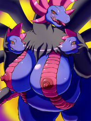 3_heads big_breasts blush breasts chubby dragon female female_focus female_only gotobeido huge_breasts hydreigon multi_head nintendo nipples pokémon_(species) pokemon pokemon_(species) video_games