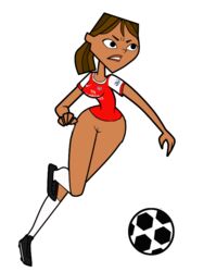 1girls arsenal ball bottomless clothes courtney_(tdi) female female_only hair human knee_socks kneehighs kneesocks latina no_panties pointy_chin soccer soccer_ball socks solo t-shirt total_drama_island white_socks