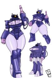 1girls compressed_breasts female female_only ggez2341 rule_63 shockwave shockwave_(transformers) thick_thighs thunder_thighs transformers white_background