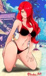 1girls big_breasts blush female parasoul skullgirls swimsuit vicdezart