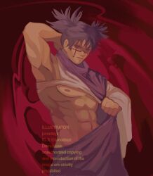 abs black_hair buff choso_kamo jujutsu_kaisen muscular_male solo_male