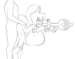 anthro ass big_breasts blush bodily_fluids breasts canid canine canis duo female fours_(artist) from_behind_position hi_res huge_breasts human idw_publishing interspecies male male/female mammal multitasking nude sega sex sonic_(series) sonic_the_hedgehog_(comics) sonic_the_hedgehog_(idw) sonic_the_hedgehog_(series) sweat whisper_the_wolf wispon wolf