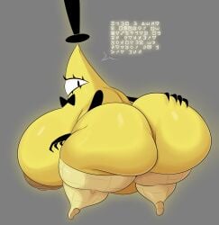 1_eye absurd_res animate_inanimate ass big_breasts big_butt bill_cipher bow_ribbon breasts clothing coffee_demon demon disney female gravity_falls hat headgear headwear hi_res huge_breasts huge_butt humanoid legwear nipples rule_63 short_stack solo speech_bubble stockings text yellow_body