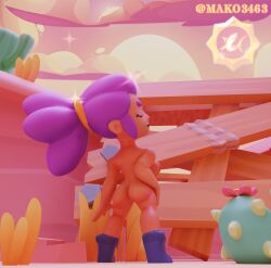 1girls 3d 3d_(artwork) ass brawl_stars completely_nude completely_nude_female mako3463 naked nude nude_female purple_hair shelly_(brawl_stars) solo solo_female supercell