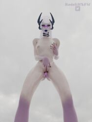 barefoot dripping_pussy fortnite fortnite:_battle_royale grabbing_own_breast kodaknsfw pincera_(fortnite) purple_body purple_eyes spreading_pussy viewed_from_below