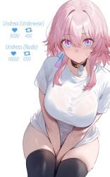 ai_generated big_breasts black_legwear black_stockings blue_eyes honkai:_star_rail legwear looking_at_viewer march_7th_(honkai:_star_rail) multicolored_eyes pink_hair purple_eyes setsumanga shirt simple_background stockings t-shirt thick_thighs white_background white_shirt white_t-shirt