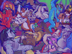 2013 anthro blonde_hair blue_scales breasts brown_hair canine canine_penis cougar cunnilingus dragon feline fellatio female fishnet fox from_behind fur furry furry_only goat grope group_sex hair herm hyena intersex kaputotter knot koala licking looking_back lying male marsupial mustelid necklace nude on_back on_front on_side one_closed_eyes oral oral_sex orgy penetration penis pink_hair purple_fur pussy red_scales rodent sex spread_legs spreading squirrel tongue vaginal_penetration wings wolverine