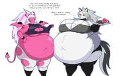 2024 2girls animal_ears bbw belly big_belly blitzo_(helluva_boss) breasts canid canid_demon canine canis cleavage demon demon_girl demon_humanoid fur goth grey_hair hair hellhound helluva_boss hi_res huge_belly humanoid hyper hyper_belly loona_(helluva_boss) mammal mizz-britt morbidly_obese morbidly_obese_anthro morbidly_obese_female morbidly_obese_humanoid navel obese obese_anthro obese_female obese_humanoid overweight overweight_anthro overweight_female overweight_humanoid pink_eyes pink_hair red_sclera smile succubus tail verosika_mayday_(helluva_boss) white_eyes wings wolf wolf_ears yellow_sclera