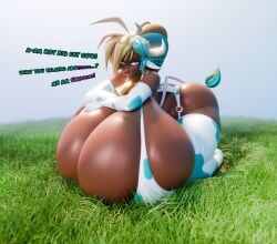 1girls 2020s 2024 3d arms_on_breasts ass big_ass big_breasts bimbofied brain_drain breast_expansion breast_focus breasts breasts_bigger_than_torso carol_(carro3dsculpts) carro3dsculpts cleavage cleavage_overflow cow_bell cow_bell_collar cow_ears cow_girl cow_horns cow_print cow_print_armwear cow_print_bikini cow_print_thighhighs cow_tail cow_transformation cowbell cyan_eyes cyan_highlights dark-skinned_female dark_skin dialogue female freckles freckles_on_face grass grass_field huge_breasts hyper_breasts imminent_expansion in_denial movement_lines on_knees original original_character resting_breasts solo solo_female thick_thighs top_heavy two_tone_hair