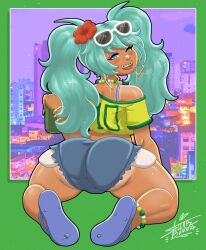 1girls artist_request ass behind_view big_ass braces brazil brazilian brazilian_female brazilian_miku earring flip_flops hatsune_miku havaianas latin_american_hatsune_miku_(meme) presenting_hindquarters sandals soccer_shirt tagme tanned vocaloid