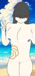 beach bikini black_hair breasts chatgpt v