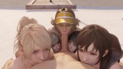 1boy 3d 3d_animation 5girls animated aranea_highwind ball_sucking blonde_hair blowjob brown_hair cindy_aurum collaborative_fellatio fellatio final_fantasy final_fantasy_xv gentiana group_sex harem iris_amicitia lazyprocrastinator light-skinned_female light-skinned_male light_skin looking_at_viewer lunafreya_nox_fleuret no_sound oral pov sixsome sucking_balls sucking_nipples sucking_penis sucking_testicles tagme teenage_girl teenager video visor_cap